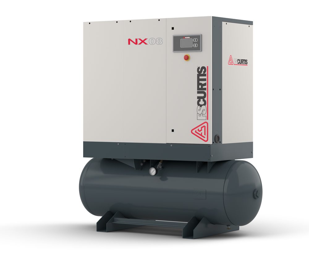 FS Curtis NXB rotary screw air compressor on tank